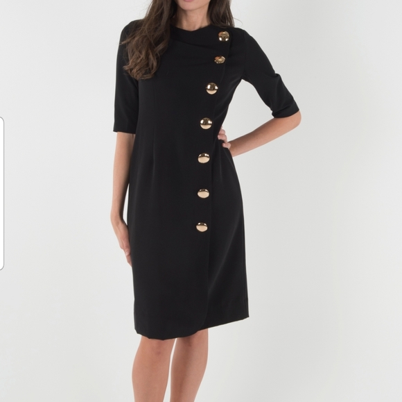 Slim Button Dress Black - Picture 3 of 8